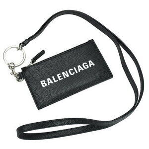 Balenciaga strap card wallet case ring purse cash leather neck coin black key